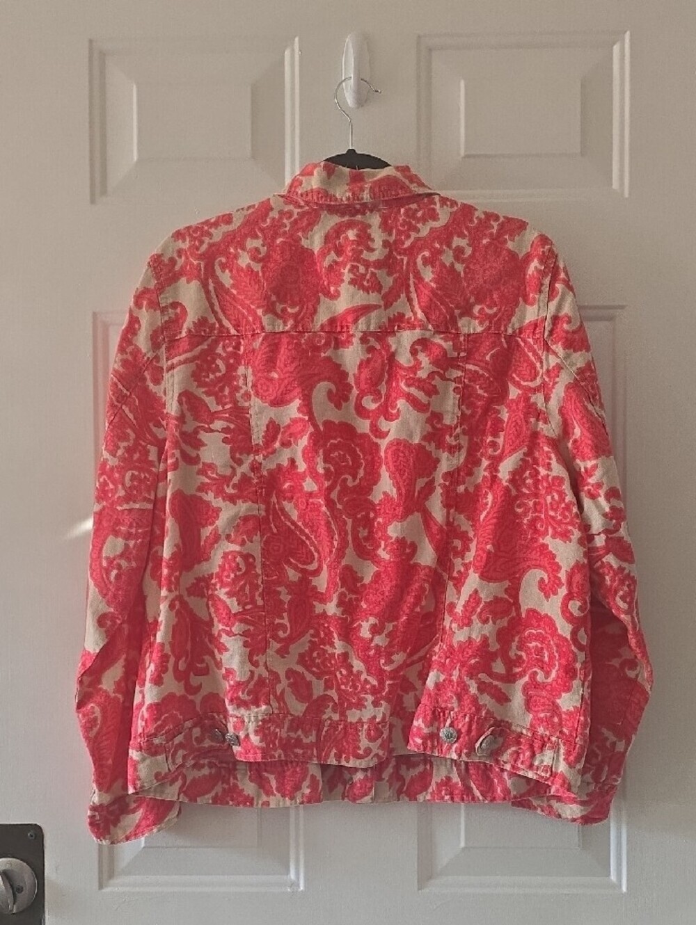 Carole Little Coral Paisley-Print Denim Jacket - Picture 7 of 8